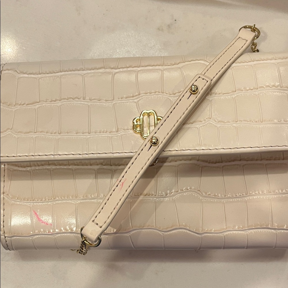 Maje Croc-Effect Embossed Leather Crossbody in Ivory - Picture 11 of 11